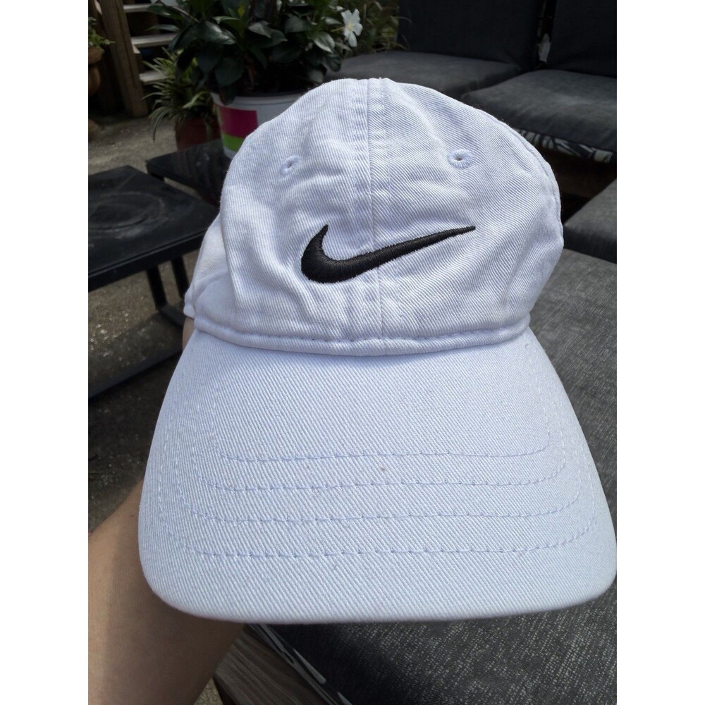 Nike Kids White Cap with Black Swoosh